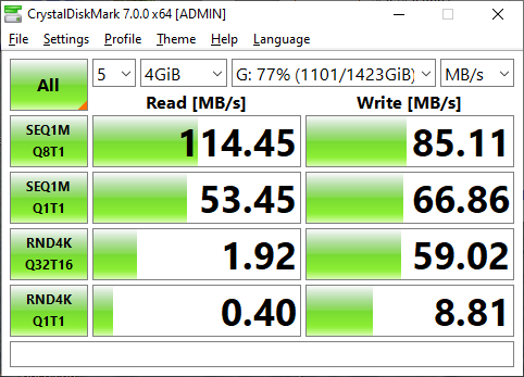 Performance on computer 4GB test size